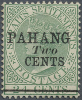 * Malaiische Staaten - Pahang: 1891 2c. On 24c. Green Overprinted Type 6, Mint Lightly Hinged, Fresh A - Pahang