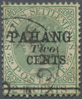 O Malaiische Staaten - Pahang: 1891, Straits Settlements QV 24c. Green With Black Opt. 'PAHANG / Two / - Pahang