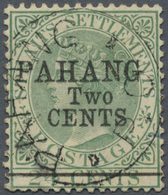 O Malaiische Staaten - Pahang: 1891, Straits Settlements QV 24c. Green With Black Opt. 'PAHANG / Two / - Pahang