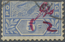 O Malaiische Staaten - Pahang: 1897, Tiger 5c. Blue BISECTED Horizontally (lower Half) With Red Ms. Su - Pahang