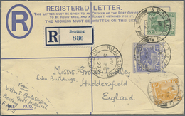 GA Malaiische Staaten - Pahang: 1927 (5/2): Bentong, FMS 15c Registered Envelope To England, Uprated Wi - Pahang