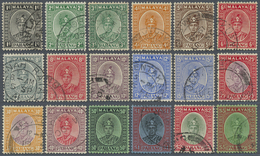 O Malaiische Staaten - Pahang: 1935/1941, Sultan Sir Abu Bakar Definitives Set Of 18 Fine Used, SG. £ - Pahang