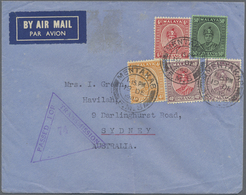 Malaiische Staaten - Pahang: 1940, Pahang 5-colour Resp. Negri Sembilan 7-colour Frankings On Two Ce - Pahang