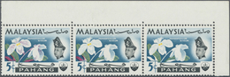 ** Malaiische Staaten - Pahang: 1965, Orchids 5c. 'Paphiopedilum Niveum' Horizontal Strip Of Three From - Pahang