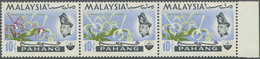 ** Malaiische Staaten - Pahang: 1965, Orchids 10c. 'Arachnanthe Moschifera' Horizontal Strip Of Three F - Pahang