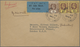 Br Malaiische Staaten - Penang: 1934 TASSEK GLUGOR: Airmail Cover To London By 'Imperial', Franked Stra - Penang