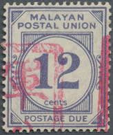 ** Malaiische Staaten - Penang: Japanese Occupation, 1942, Malacca, Dues 12 C. With Large Seal Ovpt., T - Penang