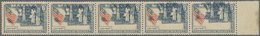 ** Malaiischer Bund: 1957, Tapping Rubber 6c. With HEAVY MISPLACED VIGNETTE To Top Horizontal Strip Of - Federation Of Malaya