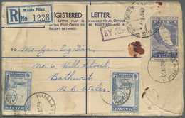 GA Malaysia: 1957/1960: Two Postal Staionery Envelopes Used To AUSTRALIA, With 1) 10c. Envelope Uprated - Malaysia (1964-...)