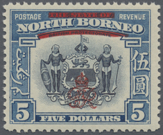 ** Nordborneo: 1947, Coat Of Arms $5 With Obliterated 'The State Of' And 'Protectorate' And Optd. With - North Borneo (...-1963)