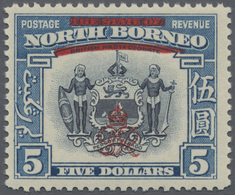 ** Nordborneo: 1947, Coat Of Arms $5 With Obliterated 'The State Of' And 'Protectorate' And Optd. With - Bornéo Du Nord (...-1963)