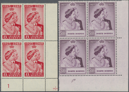 ** Nordborneo: 1948, Royal Silver Wedding Both Values In Blocks Of Four From Lower Right Corners With P - Bornéo Du Nord (...-1963)