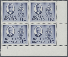 ** Nordborneo: 1950/1952, KGVI Pictorial Definitives Complete Set Of 16 In Blocks Of Four From Lower Ri - North Borneo (...-1963)