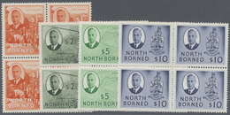 ** Nordborneo: 1950/1952, KGVI Pictorial Definitives Complete Set Of 16 In Blocks Of Four, Mint Never H - Borneo Del Nord (...-1963)