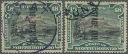 O Nordborneo - Portomarken: 1895, Pictorial Definitive 18c. 'Mount Kinabalu' Two Stamps With Vertical - North Borneo (...-1963)