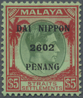 * Malaiische Staaten - Penang: Penang, 1942, "Dai Nippon 2602.." On KGVI $5, Unused Mounted Mint First - Penang