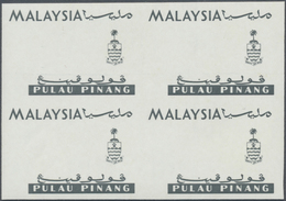 ** Malaiische Staaten - Penang: 1965, Orchids Imperforate PROOF Block Of Four With Black Printing Only, - Penang