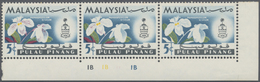 ** Malaiische Staaten - Penang: 1965, Orchids 5c. 'Paphiopedilum Niveum' Horiz. Strip Of Three From Low - Penang