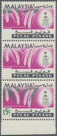 ** Malaiische Staaten - Penang: 1965, Orchids 15c. 'Rhynchostylis Retusa' Vert. Strip Of Three From Low - Penang