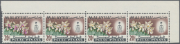 ** Malaiische Staaten - Penang: 1965, Orchids 20c. 'Phalaenopsis Violacea' Horiz. Strip Of Four From Up - Penang