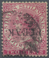 O Malaiische Staaten - Perak: 1884, Straits Settlements QV 2c. Pale Rose Wmkd. Crown CA With INVERTED - Perak
