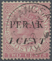 O Malaiische Staaten - Perak: 1886 "1CENT" On 2c. Pale Rose, Neatly Cancelled By Light "KUALA KANGSAR/ - Perak