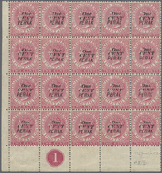 ** Malaiische Staaten - Perak: 1886, 1 C./2 C. Pale Rose, A Bottom Left Corner Margin Plate Number Bloc - Perak