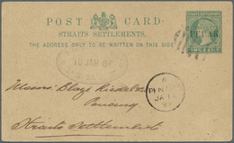 GA Malaiische Staaten - Perak: 1887, 1 C Green Straits Settlements QV Psc With Horizontal Ovp "PERAK" A - Perak