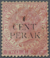 O Malaiische Staaten - Perak: 1887, Straits Settlements QV 2c. Pale Rose Wmkd. Crown CA With Black Opt - Perak