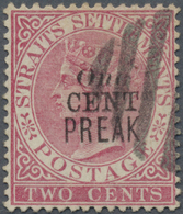 O Malaiische Staaten - Perak: 1889, Straits Settlements QV 2c. Pale Rose Wmkd. Crown CA With Black Opt - Perak