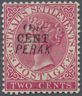 * Malaiische Staaten - Perak: 1889, Straits Settlements QV 2c. Bright Rose Wmkd. Crown CA With Black O - Perak