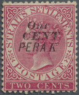 * Malaiische Staaten - Perak: 1887-89 1c. On 2c. Rose, Optd. Type 36, Mounted Mint With Large Part Ori - Perak