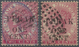 O Malaiische Staaten - Perak: 1889/1890, Straits Settlements QV 2c. Bright Rose Wmkd. Crown CA Two Sta - Perak