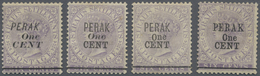 * Malaiische Staaten - Perak: 1891, Straits Settlements QV 6c. Lilac Wmkd. Crown CA Four Stamps With B - Perak