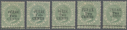 * Malaiische Staaten - Perak: 1891, Straits Settlements QV 24c. Green Wmkd. Crown CA Five Stamps With - Perak