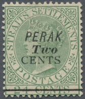 * Malaiische Staaten - Perak: 1891, Straits Settlements QV 24c. Green With INVERTED Wmk. Crown CA And - Perak