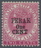 * Malaiische Staaten - Perak: 1891 1c. On 2c. Rose, Optd. Type 34 Without Bar, Mounted Mint With Large - Perak