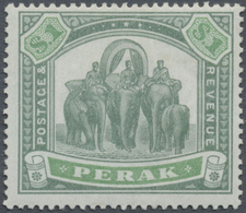 * Malaiische Staaten - Perak: 1895-99 'Elephants' $1 Green & Pale Green, Mint Lightly Hinged, Fresh An - Perak