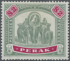 * Malaiische Staaten - Perak: 1896, Elephants $2 Green And Carmine Mint Hinged With Rough Perforation, - Perak