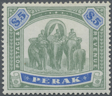 * Malaiische Staaten - Perak: 1896, Elephants $5 Green And Ultramarine Mint Hinged And Fine, Scarce St - Perak