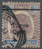 O Malaiische Staaten - Perak: 1900 "Three Cent" On 8c. Dull Purple & Ultramarine, Overprint Variety "N - Perak