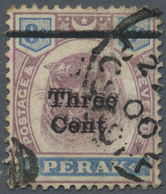 O Malaiische Staaten - Perak: 1900, Tiger Head 8c. Dull Purple And Ultramarine With DOUBLE SURCHARGE ' - Perak