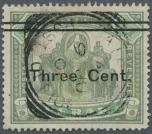 O Malaiische Staaten - Perak: 1900, Elephants $1 Green And Pale Green Surch. 'Three Cent.' With INVERT - Perak