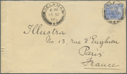 Br Malaiische Staaten - Perak: 1912 (15/9): Selama, Envelope To Paris, Bearing FMS 8c Tied By Fine "SEL - Perak