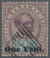 O Malaiische Staaten - Sarawak: 1892, Sir Charles Brooke 3c. Purple And Blue With DOUBLE Surcharge 'On - Andere & Zonder Classificatie