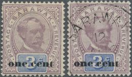 */O Malaiische Staaten - Sarawak: 1892, Sir Charles Brooke 3c. Purple And Blue Surcharged 'one Cent' Wit - Other & Unclassified