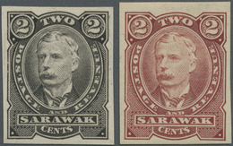 * Malaiische Staaten - Sarawak: 1895, Sir Charles Brooke 2c. In Two Imperforate COLOUR TRIAL PROOFS In - Andere & Zonder Classificatie