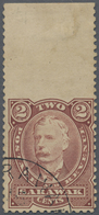 O Malaiische Staaten - Sarawak: 1895, Sir Charles Brooke 2c. Brown-red From Upper Margin IMPERFORATE B - Sonstige & Ohne Zuordnung