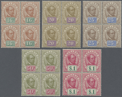 /** Malaiische Staaten - Sarawak: 1899-1908 Complete Set Of 12 Each In Block Of Four, Mint Never Hinged, - Autres & Non Classés