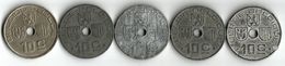 Lot 5 Pièces De Monnaie 10  Centimes  Belgie / Belgique  NLD / FR - 10 Centimes